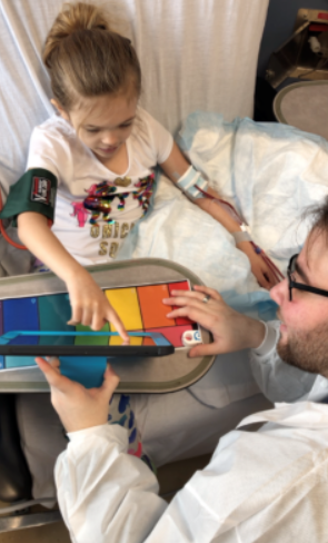 young patient playing games